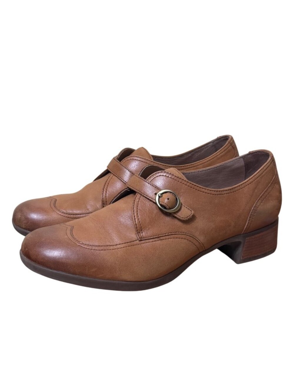 Dansko Livie Loafers Saddle Brown Leather Buckle Slip On Womens US 9.5-10/EU 40